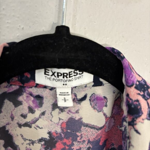 Express The Portofino Shirt Sheer Floral Button Down Blouse Women Small - Picture 3 of 8